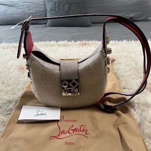 New Authentic Christian Louboutin Carasky Mini Genuine Shearling Shoulder Bag